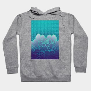 aqua peony with traditional japanese pattern Hoodie